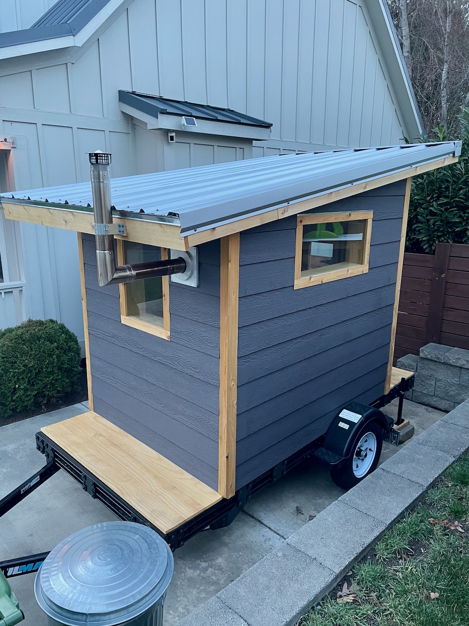 Bushlot Sauna Club mobile sauna on trailer in Asheville, NC